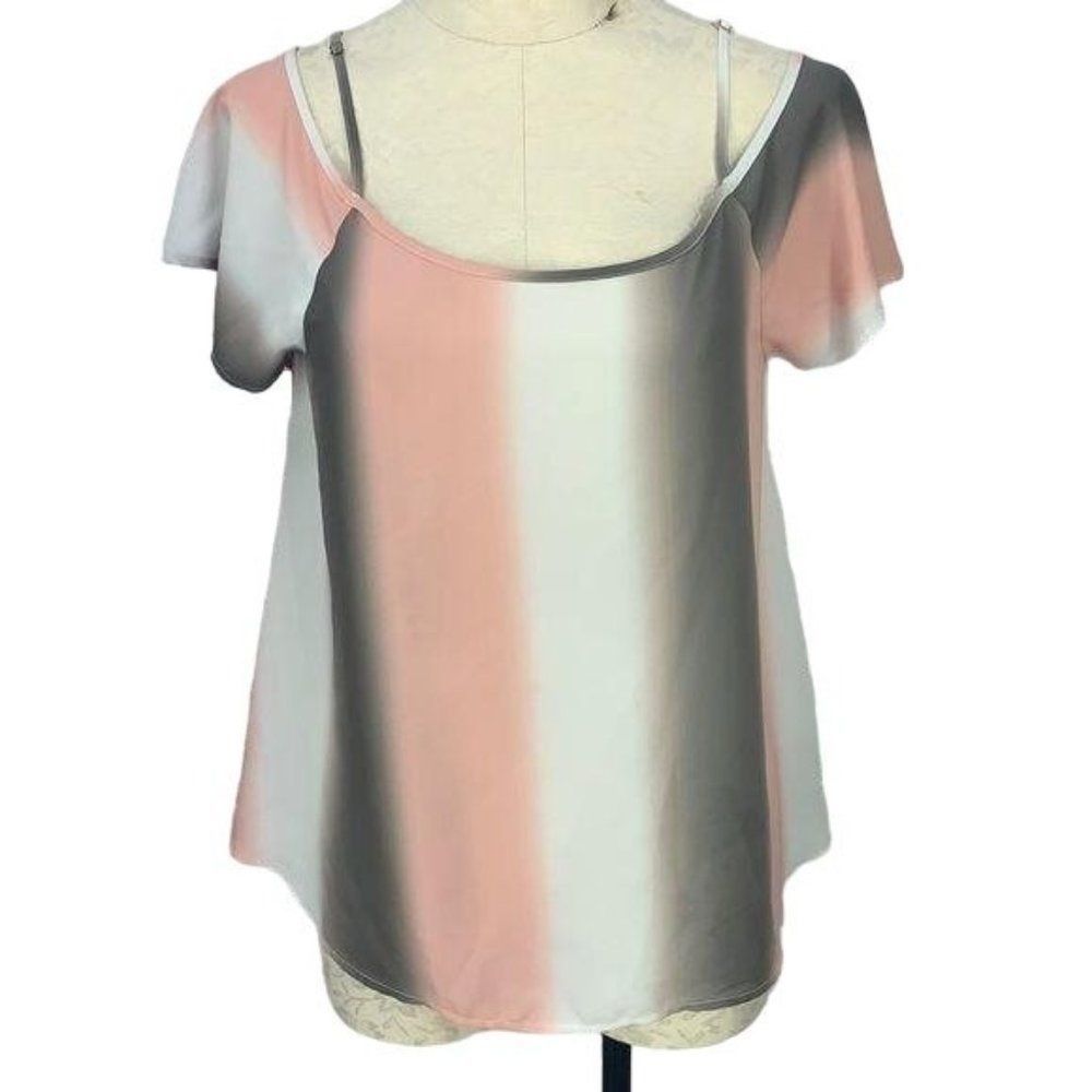 Bar 3 Tri Color Size Large Off Shoulder Blouse